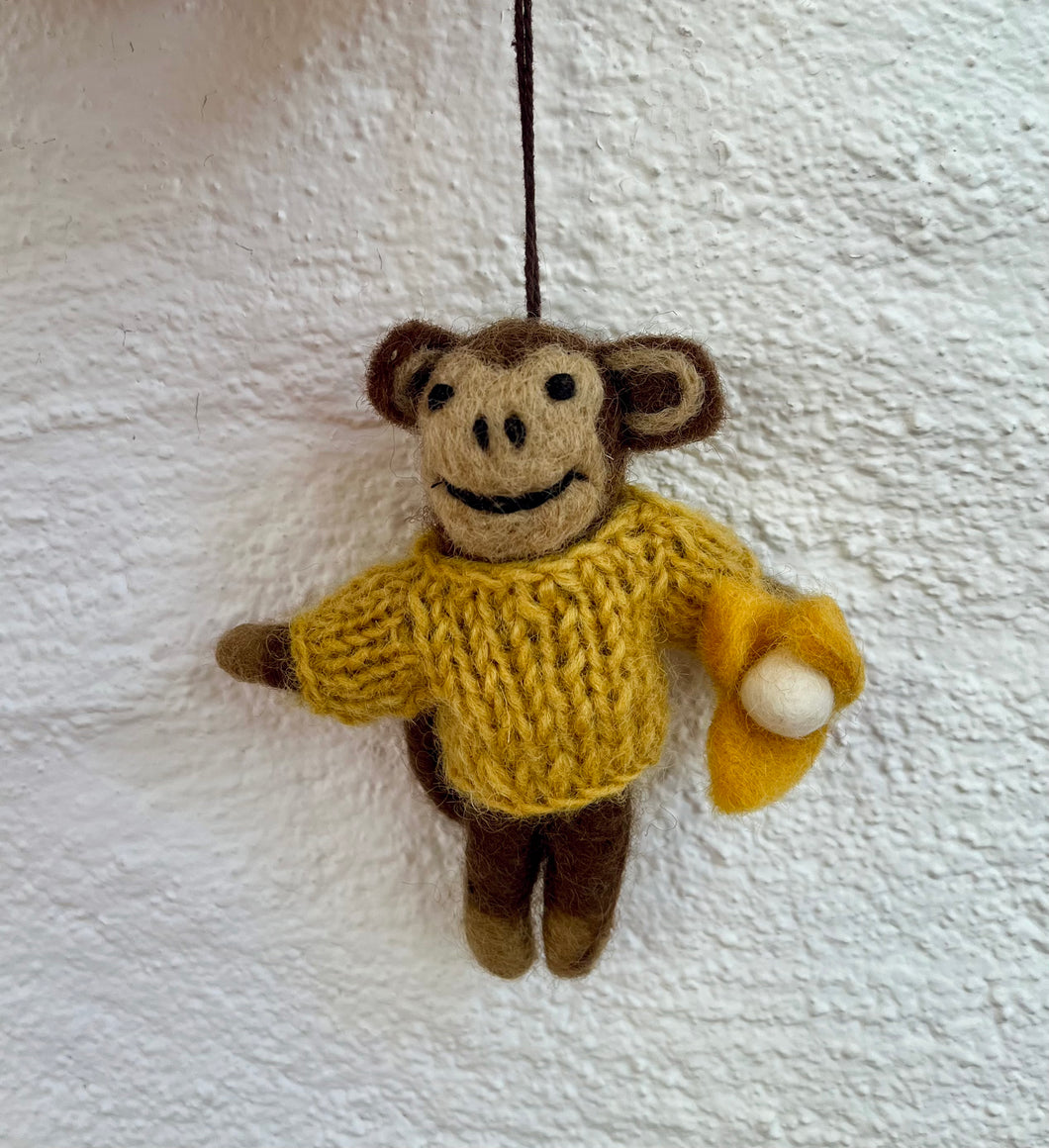 Handmade fair trade wool felt Monkey